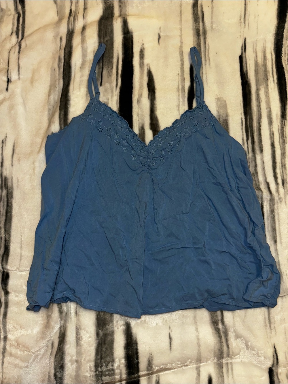 American Eagle Outfitters Steel Blue Lace-Trim Tank